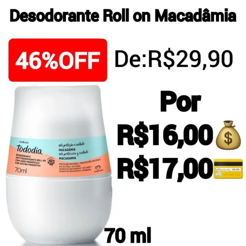 Desodorante Roll-on Macadâmia-Natura