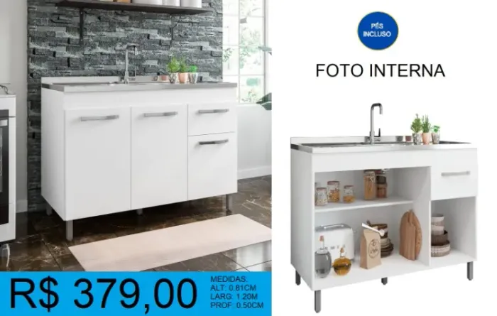 Balcão para pia - 1.20M - compre hoje e receba em até 72 horas 