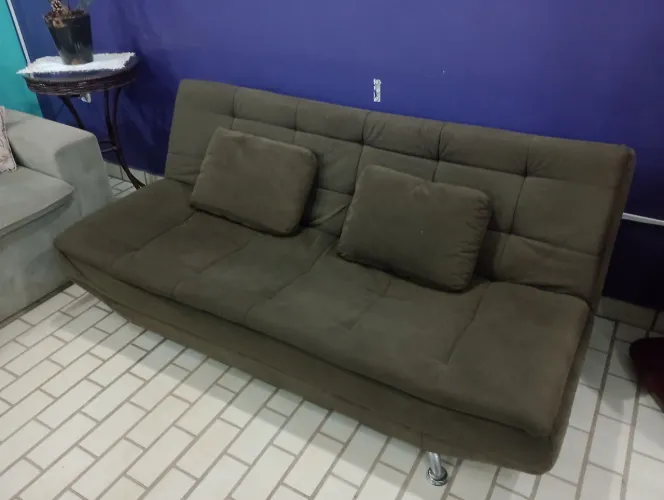 Sofá Cama Marrom Suede