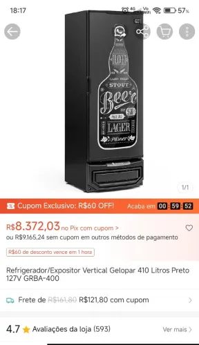 Cervejeira Gelopar GRBA450QC