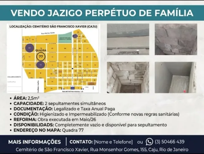 Jazigo Perpétua Cemitério São Francisco Xavier (Caju) - Rio