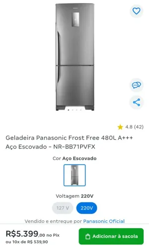Geladeira inverter,inverse Panasonic inox 
