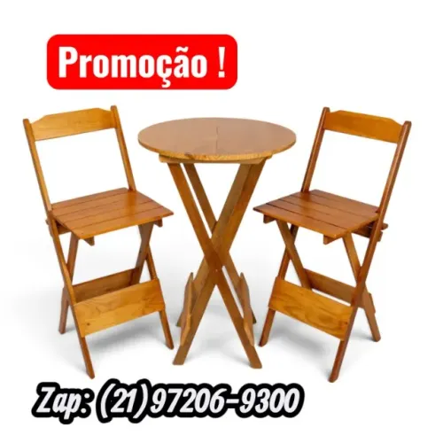 Conjunto mesa bistro com 2 cadeiras altas