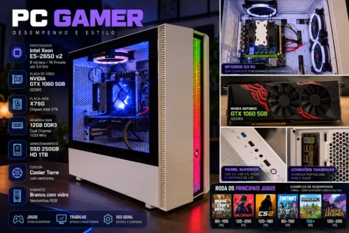 PC Gamer GTX 1060 5GB + Xeon 8 Núcleos + SSD + HD 1TB