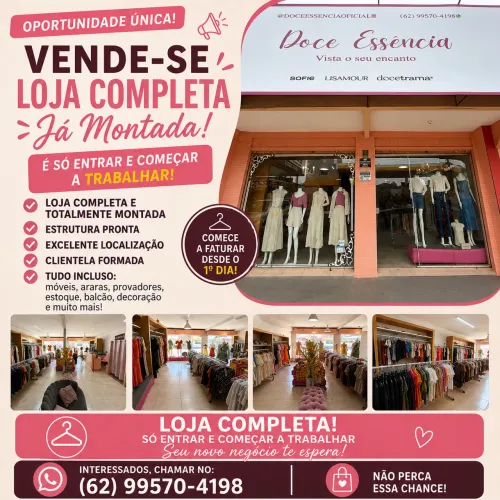Passo o ponto de loja feminina COMPLETA e totalmente montada!