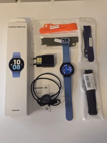 Relógio SmartWatch Samsung Galaxy Watch5 BT 44mm Azul Novíssimo + 4 pulseiras extras