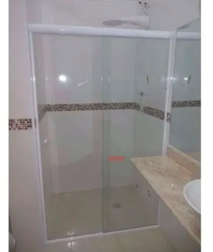 BLINDEX BANHEIRO (PARTE FIXA + PORTA + KIT ACABAMENTO ALUMÍNIO BRANCO)
