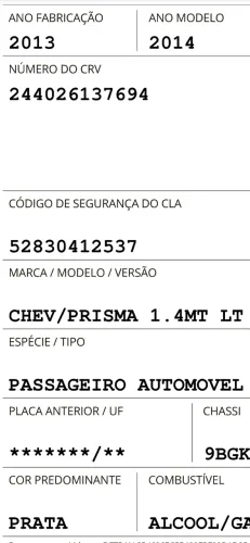 Chevrolet Prisma Sed. LT 1.4 8V Flexpower 4P 2014