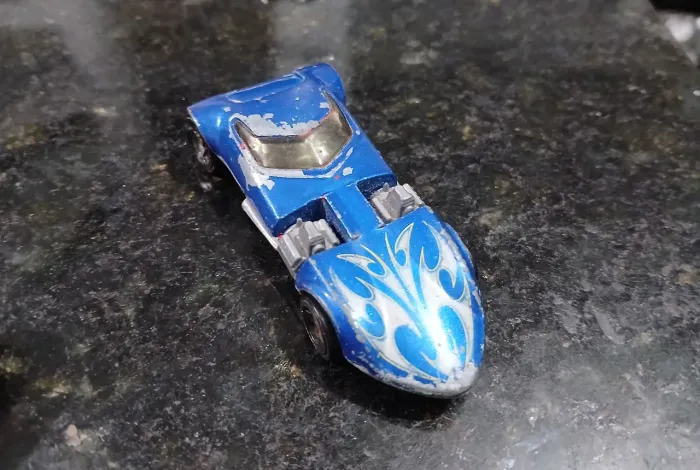 Vintage 1969 Hot Wheels Twin Mill Raro Azul com Chamas de Prata Carro Antigo Original