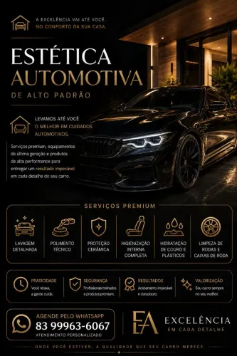 ESTÉTICA AUTOMOTIVA DE ALTO PADRÃO NO CONFORTO DA SUA CASA <br>