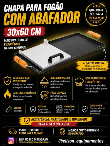 Chapa para fogão 30x60 