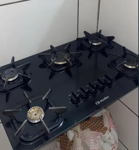 Cooktop Mueller 5 Bocas com Queimador Ultra Chama Preto