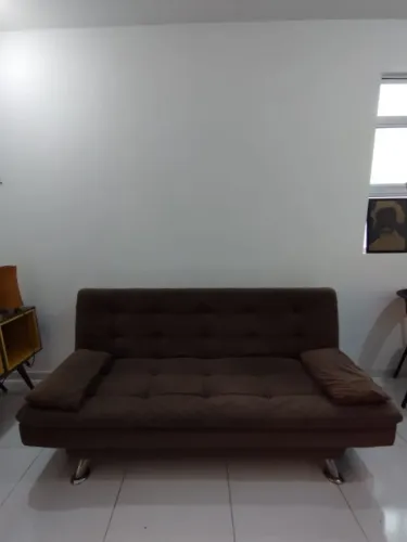 Sofá-Cama 3 Lugares Casal em Suede Café Usado