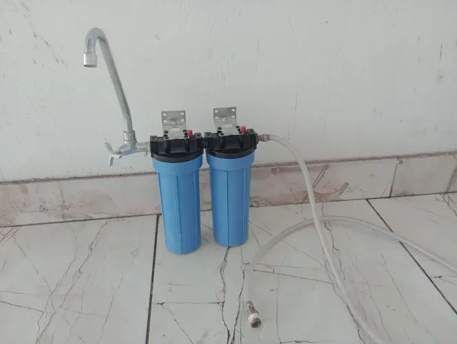 Filtro de Água Duplo com Torneira Metálica - Completo<br>Preço: R$ 249,00