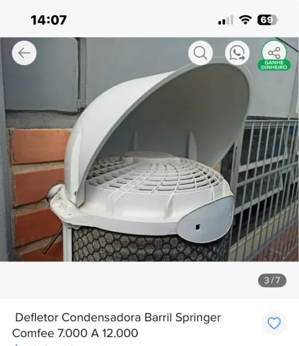 Defletor para ar condicionado Condensadora Barril.