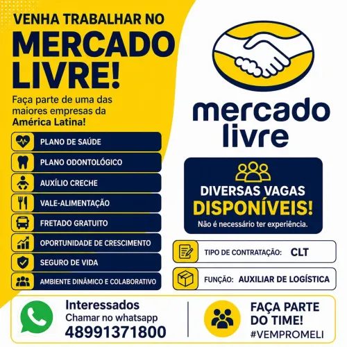 Vagas para Auxiliar de Logística Mercado Livre 