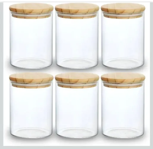 Kit 3 Potes Herméticos de Vidro Tampa Bambu