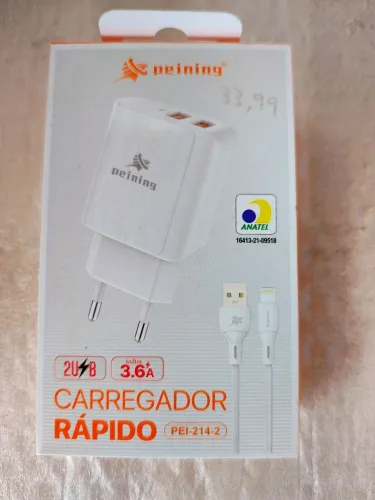 Carregador iPhone 8 ao 14, com carregamento seguro.