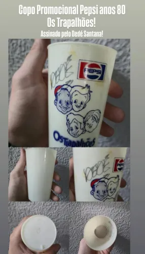 Copo Promocional Pepsi anos 80 dos Trapalhões 