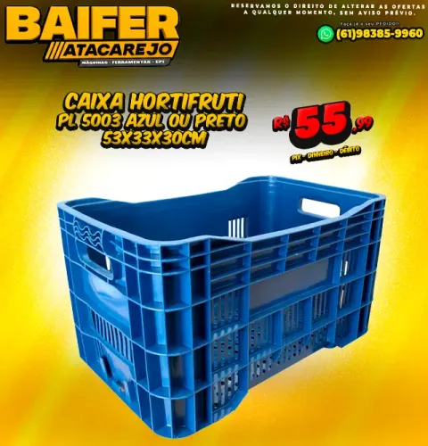 Caixa Hortifruti PL 5003 Azul ou Preto 53x33x30cm