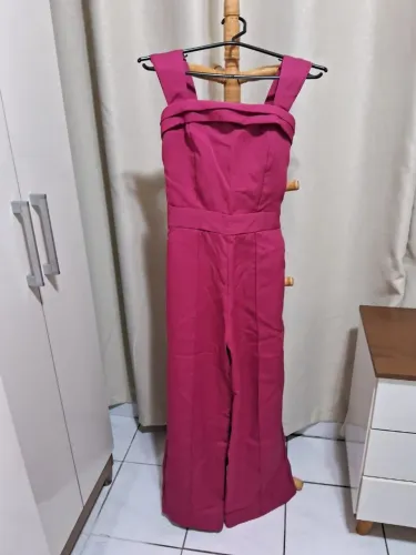 Macacão Longo Juvenil Rosa/Púrpura - Tamanho M (Veste 14 anos)