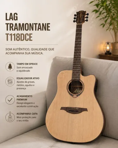 Violão lag tramontane t118dce