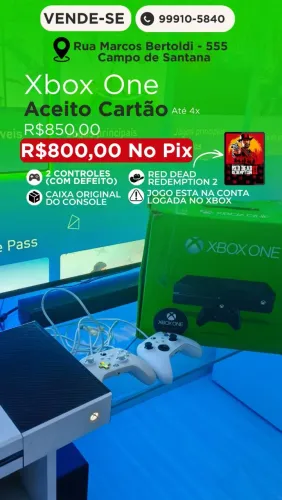 Xbox One com Caixa Original e jogo Red dead 2