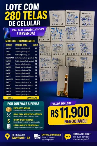 Lote com 280 Telas de Celular Samsung - Ideal para Assistência