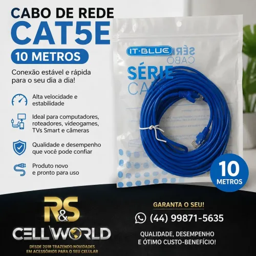 Cabo de Rede 10 metros Cat5e.