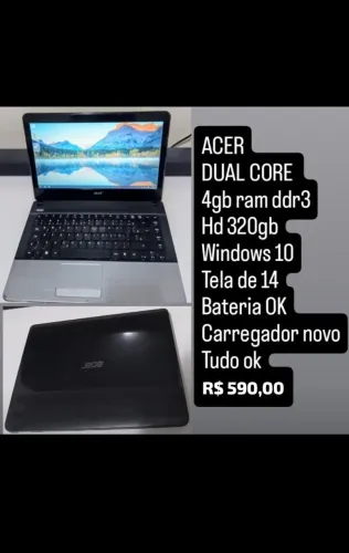 Notebook Acer Dual Core 4GB - Garanta Antes Que Venda + Entrega e Garantia