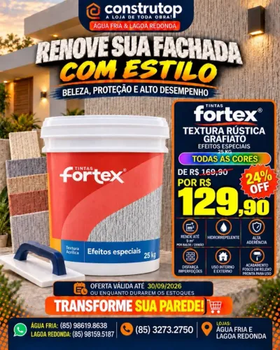 Textura Rústica Grafiato Fortex 25kg - De R$169,90 Por R$129,90 Avista!