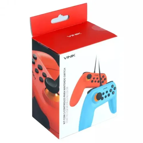 Kit com 2 Controles com Fio NS Color Vinik para Nintendo Switch