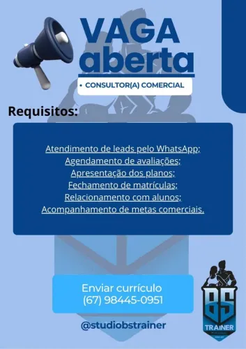 Vaga para Consultor comercial no Carandá Bosque 