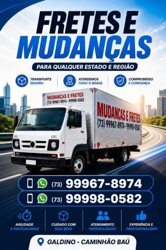Caminhão de frentes e mudanças para qualquer lugar no Brasil