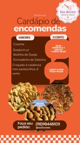 Faco encomenda das de Salgados , Bolos e Doces solicite logo seu orçamento