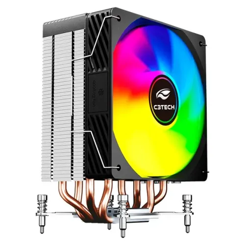 Air Cooler C3Tech FC-L140M 120mm Led Rainbow Intel LGA1851 e AMD AM5 - WZetta