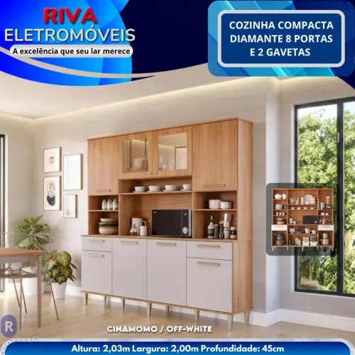 Cozinha Diamante 8 portas 2 gavetas | sem entrada | 10x no crediário próprio da loja