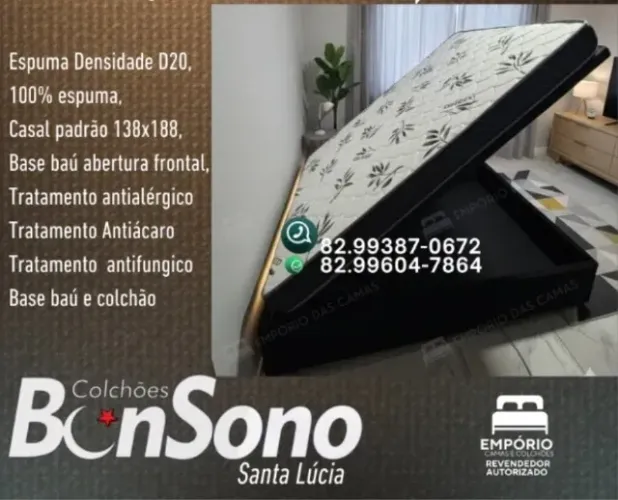 Cama bau casal densidade D20 bonsono Base baú e colchão pronta entrega consulte