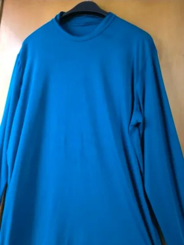 camisa fio a fio manga longa azul p praia proteção uv 100%