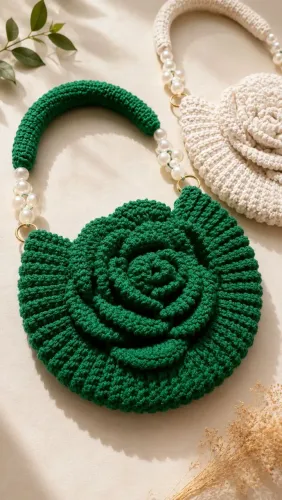 Bolsa de Crochê Mega Rosa Verde