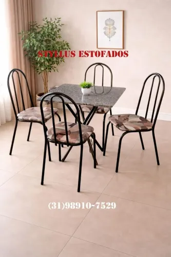 Mesa tubular com 4 cadeiras nova