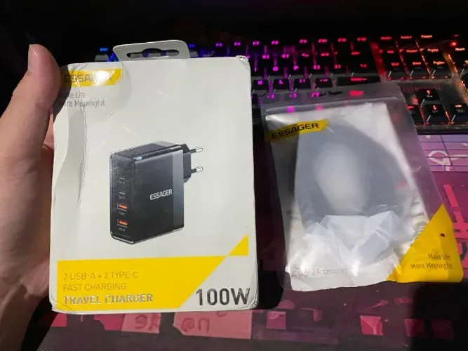 Carregador 100W Reais Essager Fonte + Cabo com Wattímetro (pronta entrega para Bauru-SP)