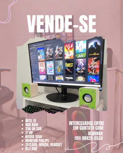 PC Gamer Completo + Monitor Philips | Intel i5 | GTX 1650 | SSD + HD