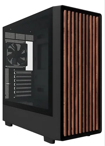 Gabinete Gamer Liketec Oak Wood, E-ATX, Painel Frontal com Detalhes em Madeira, Preto -
