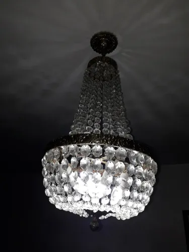 Lustre IMPÉRIO em cristal antigo década 1940 - raridade - 4 lâmpadas