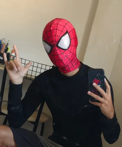 Máscara espetacular homem aranha feita a mão, com textura e relevo, lentes removíveis mgnt