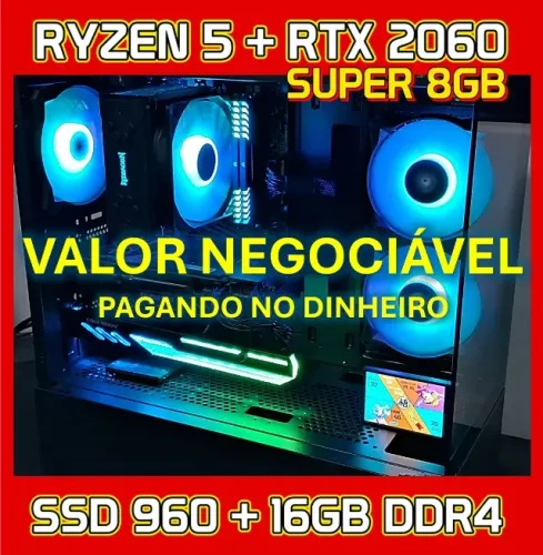 PC Gamer - Ryzen 5 5500 + RTX 2060 SUPER 8GB + 16GB DDR4 + SSD 960GB