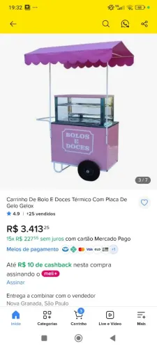 Vendo carrinho de Bolos e doces térmico 