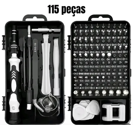 Kit Ferramentas de Precisão 115 em 1 - Ideal para Celulares, Notebooks e Eletrônicos