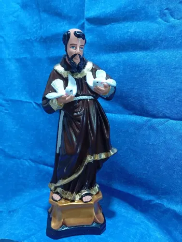 São Francisco de Assis de 50 cm em gesso com acabamento em folha de ouro